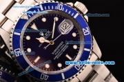 Rolex Submariner Asia 2813 Automatic Steel Case/Strap with Blue Dial and Super LumiNova Markers - ETA Coating