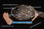 Hublot Classic Fusion Skeleton Tourbillon Rose Gold/PVD Case Asia Auto with Skeleton Dial and Black Leather Strap