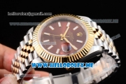 Rolex Datejust II Asia 2813 Automatic Two Tone Case/Bracelet with Brown Dial and Stick Markers (BP)