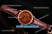 Jaeger-LECoultre Master Perpetual Calendar Asia Automatic Rose Gold Case with Brown Dial Stick Markers and Brown Leather Strap