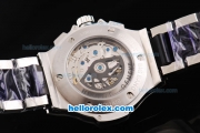 Hublot Big Bang Swiss Valjoux 7750 Automatic Movement Silver Case with PVD Bezel-Black Dial and SS Strap