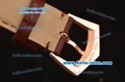 Patek Philippe Calatrava Swiss ETA 2824 Automatic Rose Gold Case with Brown Leather Strap White Dial Stick Markers