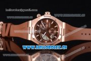 Vacheron Constantin Overseas Dual Time Asia ST30 Automatic Rose Gold Case with Brown Dial Stick Markers and Brown Rubber Strap