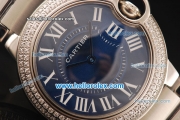 Cartier Ballon Bleu De Cartier Swiss ETA Quartz Full Steel with Diamond Bezel and Blue Dial