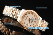 Rolex Datejust Automatic Movement Steel Case with White Dial and Diamond Bezel-Two Tone Strap