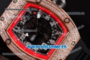Richard Mille RM010 Miyota 9015 Automatic Rose Gold/Diamonds Case with Skeleton Dial and Red Inner Bezel
