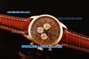 Breitling Transocean Chronograph Quartz Rose Gold Case with Brown Dial and Brown Leather Strap