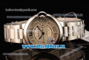 Cartier Ballon Bleu De Medium Swiss ETA 2671 Automatic Steel Case Silver Dial Diamonds Markers and Steel Bracelet