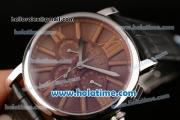 Cartier Rotonde De Asia ST16 Automatic Steel Case with Black Leather Bracelet Brown Dial and Stick/Roman Numeral Markers