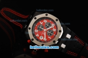 Audemars Piguet Royal Oak Offshore Chronograph Miyota Quartz Movement Red Dial with White Numeral Markers and Leather Strap