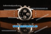 Rolex Explorer Chronograph Miyota OS20 Quartz Steel Case with Black Dial and Brown Leather Strap