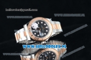 Rolex Yacht-Master Clone Rolex 3135 Automatic Rose Gold Case Black Dial Dots Markers and Two Tone Bracelet -1:1 Original