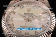 Rolex Day-Date Asia 2813/Swiss ETA 2836/Clone Rolex 3135 Automatic Steel Case with White Mop Dial and Roman Numeral Markers (BP)