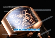 Franck Muller Vanguard Miyota Automatic Copy Tourbillon Rose Gold Case With Skeleton Dial Leather/Rubber Strap