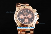 Rolex Daytona Oyster Perpetual Swiss Valjoux 7750 Chronograph Movement Full Rose Gold with Black Dial and Stick Markers