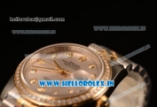 Rolex Datejust 37mm Swiss ETA 2836 Automatic Two Tone with Sliver Dial and Diamods Markers Diamonds Bezel