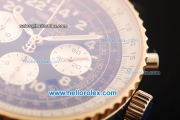 Breitling Navitimer Swiss Valjoux 7750 Automatic Steel Case with Black Dial and Gold Bezel-Black Leather Strap