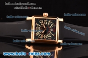 Franck Muller Conquistador Cortez Swiss ETA 2824 Automatic Rose Gold Case with Black Dial Black Rubber Strap and Numeral Markers 1:1 Original