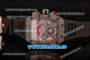 Richard Mille RM 011 Felipe Massa Flyback Chronograph Swiss Valjoux 7750 Automatic Carbon Fiber Case with Skeleton Dial Black Inner Bezel and Rose Gold Markers - 1:1 Original