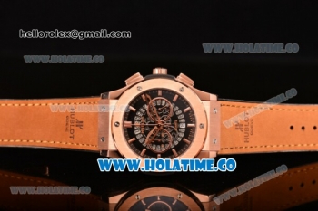 Hublot Classic Fusion Skeleton Chrono Miyota Quartz Rose Gold Case with Skeleton Dial and Stick Markers