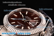 Rolex Datejust II Asia 2813 Automatic Full Steel with Brown Dial and White Stick Markers - ETA Coating Super LumiNova