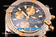 Breitling Chronomat Evolution Swiss Valjoux 7750 Automatic Steel Case with Black Dial and Yellow Gold Stick Markers (BP)