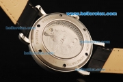 Vacheron Constantin Tourbillon Automatic Movement Steel Case with White Dial and Black Leather Strap