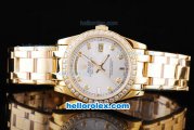 Rolex Day-Date Oyster Perpetual Automatic Full Gold with Diamond Bezel and White Dial