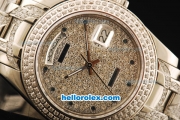 Rolex Day-Date Rolex 3135 Automatic Movement Diamond Dial with Diamond Bezel and Diamond Strap