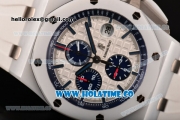 Audemars Piguet Royal Oak Offshore Chrono Swiss Valjoux 7750 Automatic Ceramic Case with Blue Stick Markers and White Dial (JF)