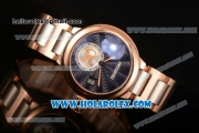 Cartier Rotonde De Miyota Quartz Two Tone Case with Blue Dial and Rose Gold/Steel Bracelet