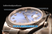 Rolex Datejust Oyster Perpetual Swiss ETA 2836 Automatic Steel Case Diamonds Markers With Blue Dial Steel Bracelet (BP)