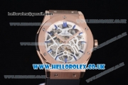 Hublot Classic Fusion Skeleton Asia Automatic Rose Gold Case with Skeleton Dial and Black Rubber Strap