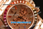 Rolex Daytona Rainbow EF Clone Rolex 4130 All Diamond Dial All Rose Gold 116595RBOW dpgcs(EF)