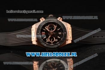 Hublot Big Bang Unico Chrono Swiss Valjoux 7750 Automatic Rose Gold Case with Rose Gold Bezel Skeleton Dial and Black Rubber Strap - 1:1 Original