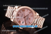 Rolex Day Date II Swiss ETA 2836 Automatic Rose Gold Case/Bracelet with Pink Dial and Roman Numeral Markers (BP)