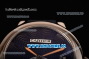 Cartier Rotonde De Swiss Quartz Steel Case with Blue Guilloche Dial and Blue Leather Strap