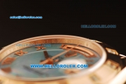 Rolex Day-Date Swiss ETA 2836 Automatic Rose Gold Case with Diamond Bezel and Blue MOP Dial -Rose Gold Strap