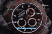 Rolex Daytona Pro-Hunter Swiss Valjoux 7750 Automatic PVD Case/Strap with Black Dial