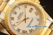 Rolex Datejust Automatic Two Tone with Gold Bezel,White Dial and Gold Roman Marking