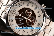 Tag Heuer Mikrograph Chrono Miyota OS10 Quartz Full Steel with White/Brown Dial and Arabic Numeral Markers