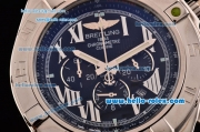 Breitling Chronomat B01 Chronograph Quartz Silver Case with Black Dial-Roman Markers and Black Rubber Strap