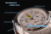 Ferrari Chronograph Miyota OS20 Quartz Full Steel with Silver Markers and White Dial