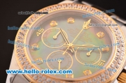 Rolex Daytona Swiss Valjoux 7750 Automatic Two Tone with Diamond Bezel and Black MOP Dial