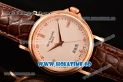 Patek Philippe Calatrava Miyota Quartz Rose Gold Case with White Dial and Diamonds Markers