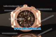 Hublot Classic Fusion Aerofusion Chronograph Orlinski Japanese Miyota OS20 Quartz Rose Gold Case with Black Dial Stick Markers and Black Rubber Strap