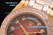 Rolex Day-Date Masterpiece Swiss ETA 2836 Automatic Two Tone Case with Coffee Dial and Diamond Bezel