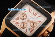 Cartier Santos 100 Chronograph Quartz Movement Rose Gold Case with White Dial and PVD Bezel