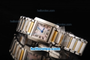 Cartier Tank Quartz Movement Pink Dial with Steel Case and Two Tone Strap