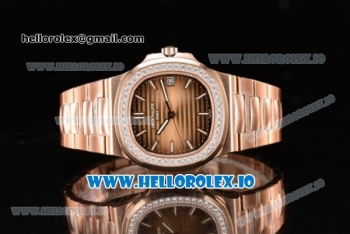 Patek Philippe Nautilus Miyota 9015 Automatic Rose Gold Case Brown Dial With Stick Markers Rose Gold Bracelet